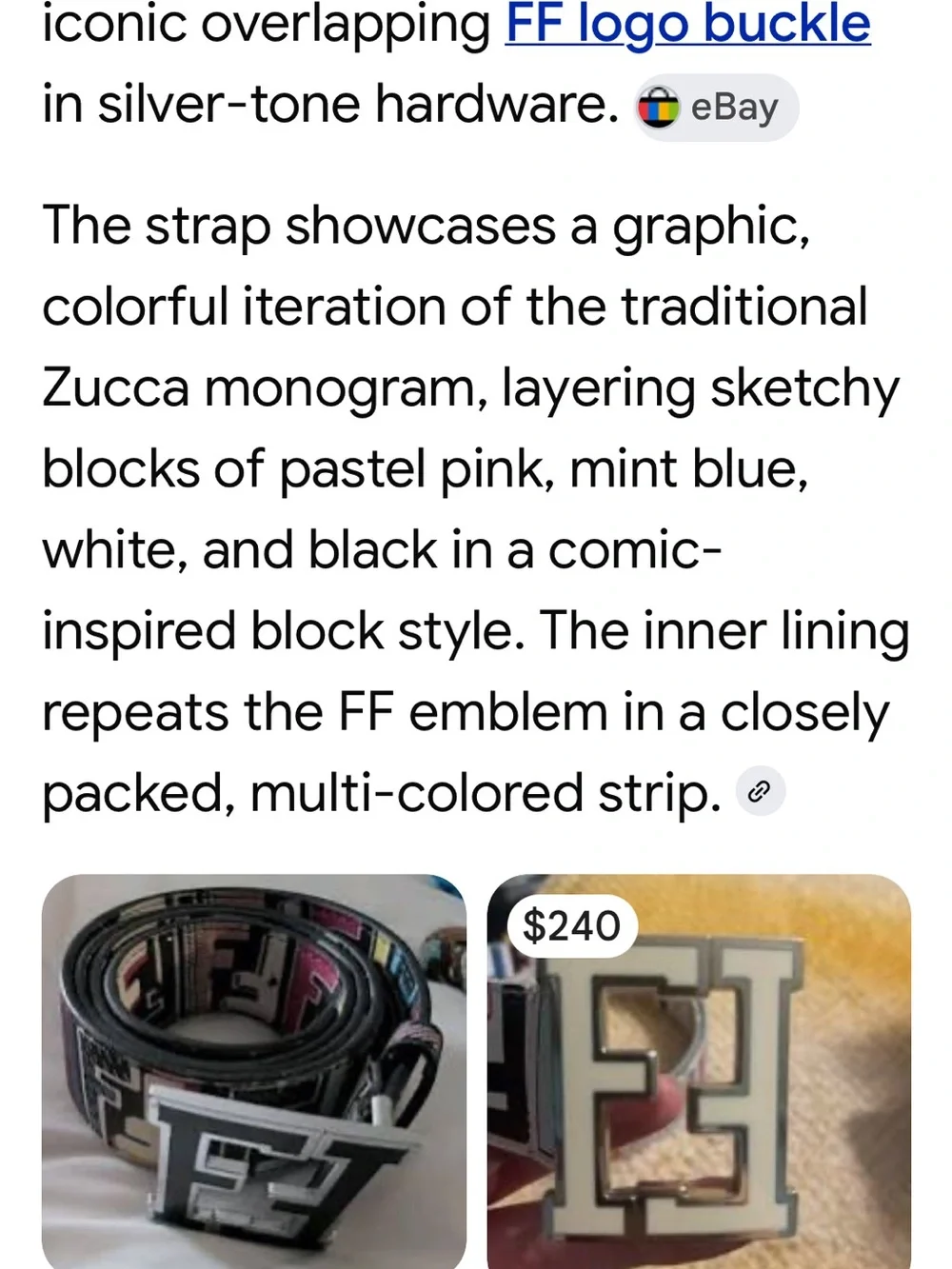Fendi Black Leather Belt with Multicolor FF Logo and Silver Double F Buckle